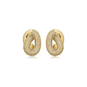 Brinco gota zircônia ouro semijoia BA 7247