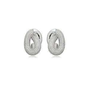 Brinco gota zircônia ródio semijoia BA 7247