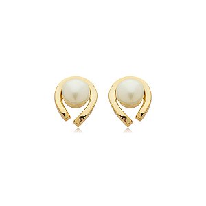 Brinco pérola ouro semijoia BA 7254
