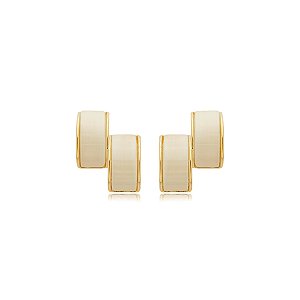 Brinco curvado cristal olho de gato ouro semijoia BA 7128