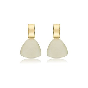 Brinco penduricalho cristal olho de gato ouro semijoia BA 5825