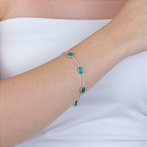 Pulseira pedra natural esmeralda prata 925