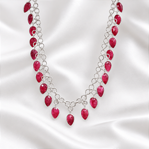Choker ou Tornozeleira Pedra Natural Rubi em Prata 925