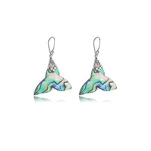 Brinco gancho rabo de sereia abalone prata 925