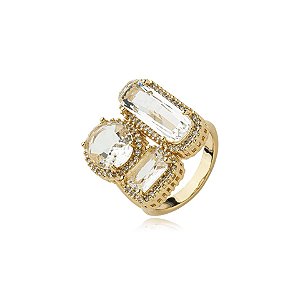 Anel cristal zircônia ouro semijoia CH 403