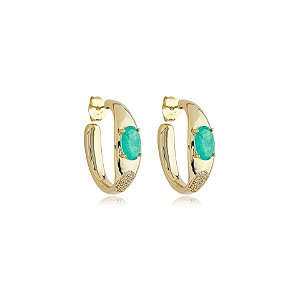 Brinco argola cristal fusion turmalina ouro semijoia CH 393