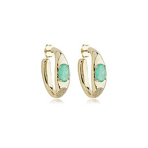 Brinco argola cristal fusion turmalina ouro semijoia CH 393