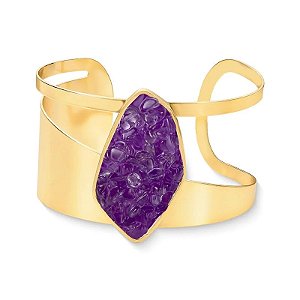 Bracelete pedra natural ametista ouro semijoia