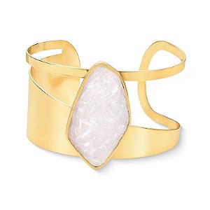Bracelete pedra natural selenita ouro semijoia