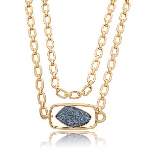 Cinto pedra natural cianita azul ouro semijoia