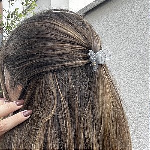 Piranha de cabelo Bianca acrilíco glitter prateado 05 079