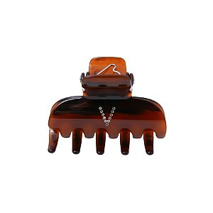Piranha de cabelo Bianca acrílico marrom letra V 05 003