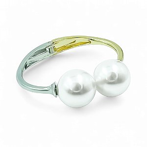 Bracelete pérolas ouro e ródio semijoia 2991