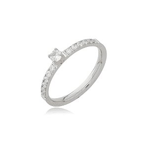 Anel solitário zircônia aço inoxidável