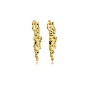 Brinco pressão orgânico metal ouro semijoia 48611