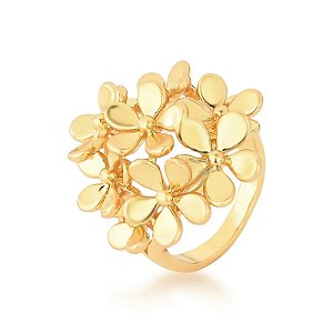 Anel flores ouro fosco semijoia