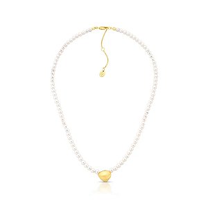 Colar curto mini pérolas de água doce ouro fosco semijoia