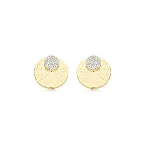 Brinco 2 em 1 zircônia ouro e ródio semijoia