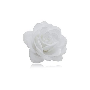 Broche rosa tecido branco FL-003