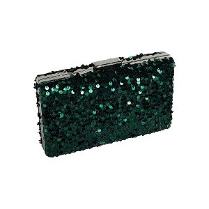 Clutch retangular paetê verde