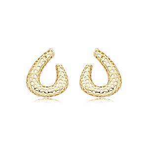 Brinco frontal trabalhado ouro semijoia BA 7509