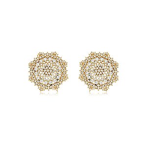 Brinco mandala zircônia ouro semijoia BA 7486
