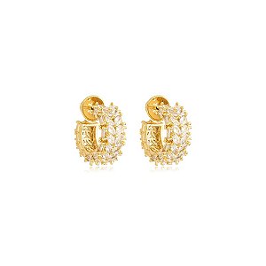 Brinco argolinha zircônia ouro semijoia BA 7452
