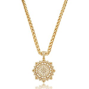 Colar mandala zircônia ouro semijoia XL 2545