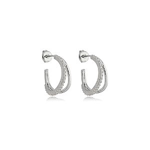 Brinco argolinha aros zircônia ródio semijoia 24k17109