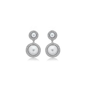 Brinco pérola zircônia ródio semijoia 23k14061