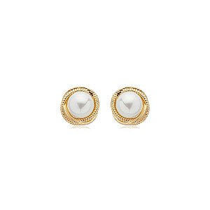 Brinco pérola ouro semijoia 24k14006