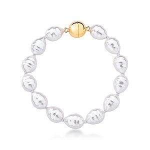 Pulseira pérola barroca ouro semijoia