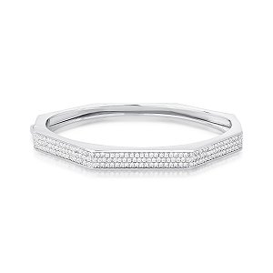 Bracelete geométrico zircônia ródio semijoia