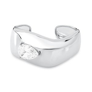 Bracelete curvado cristal gota ródio semijoia