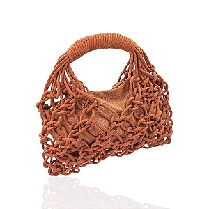 Bolsa Design Natural macramê algodão terracota
