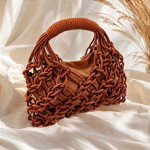 Bolsa de Macramê em Algodão Terracota Design Natural