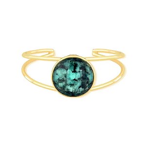 Bracelete pedra natural esmeralda ouro semijoia