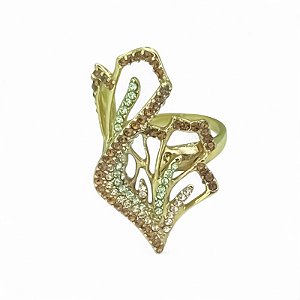 Anel Claudia Arbex cristais coloridos ouro vintage