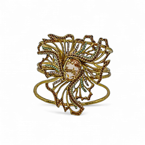 Bracelete Claudia Arbex cristais coloridos ouro vintage