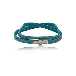 Pulseira Fernanda Villela couro azul oração Iemanjá