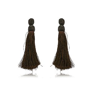 Brinco miçanga tassel mocha BA 4025
