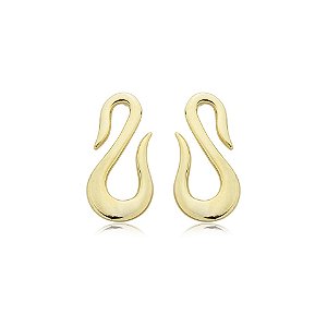 Brinco curvado ouro semijoia 49243