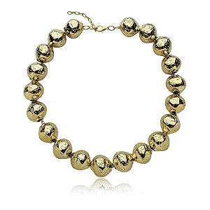 Colar esferas ouro semijoia 48768