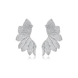 Brinco ear cuff folhas zircônia ródio semijoia E230325