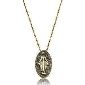 Colar Nino Bran Nossa Senhora ouro vintage semijoia