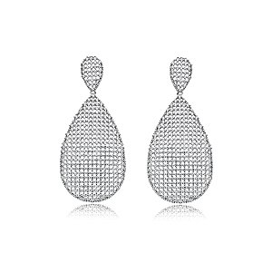 Brinco pêndulo gota zircônia ródio semijoia 16257