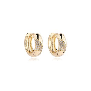 Brinco argolinha zircônia ouro semijoia 23k09014