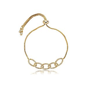 Pulseira gravatinha elos zircônia ouro semijoia 24k20085