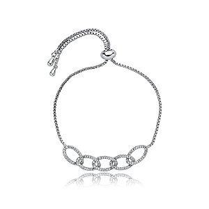 Pulseira gravatinha elos zircônia ródio semijoia 24k20085
