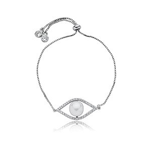 Pulseira gravatinha pérola zircônia ródio semijoia 24k15046